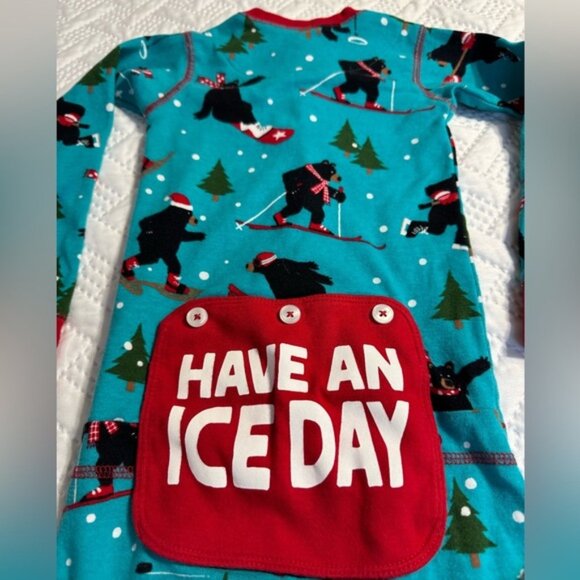 Little Blue House Kids Wild Winter 4T Size 4 Unisex Teal Skiing Footless Onesie - Picture 8 of 16